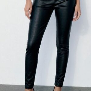 Bluenotes Leggings Womens Size XL Black Faux Leather Goth Bikercore Classic